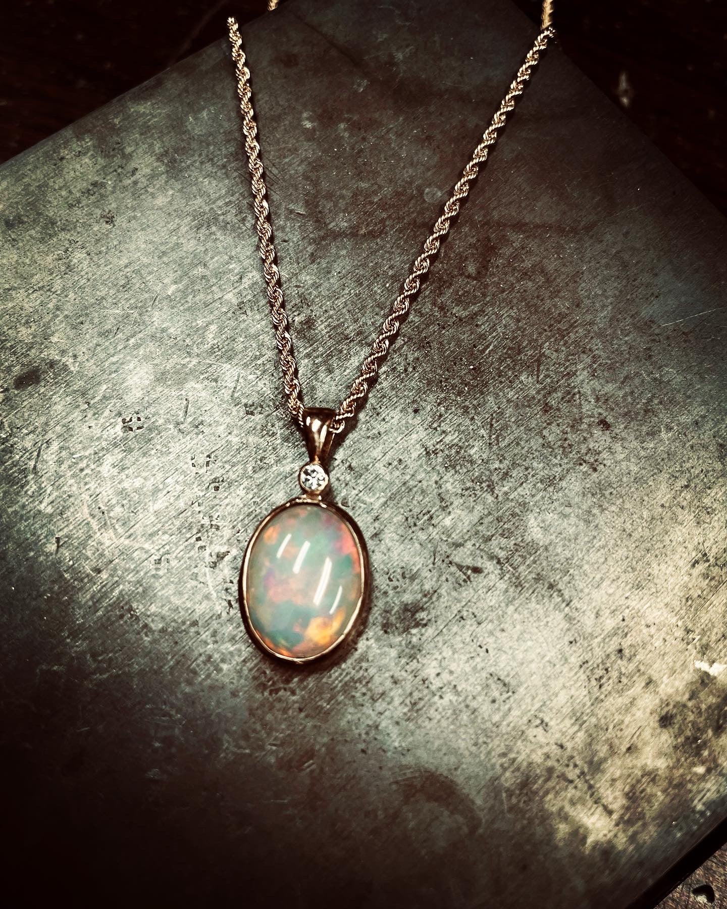 Opal and Diamond Pendant