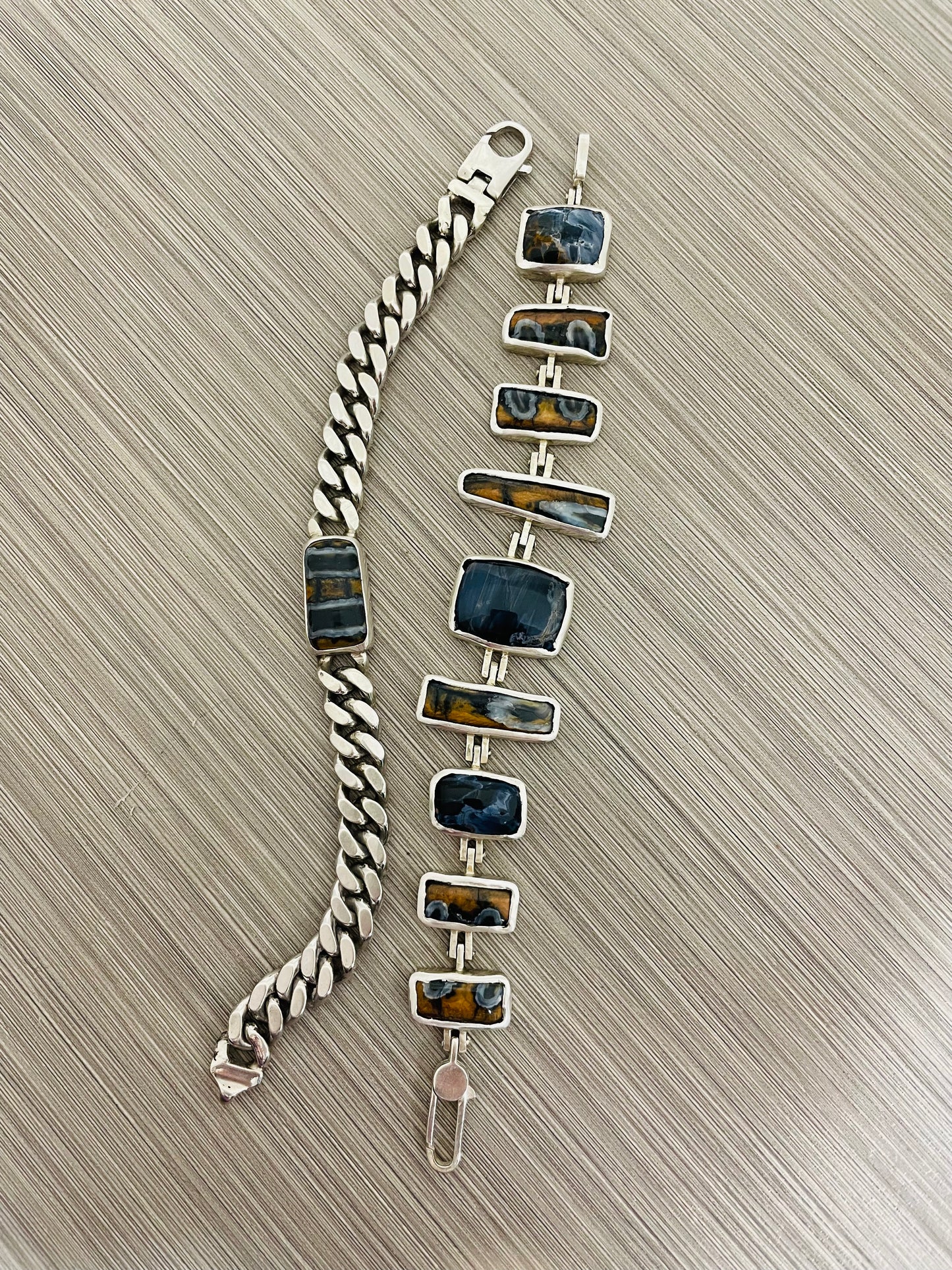Mammoth Tooth and Pietersite Bracelets