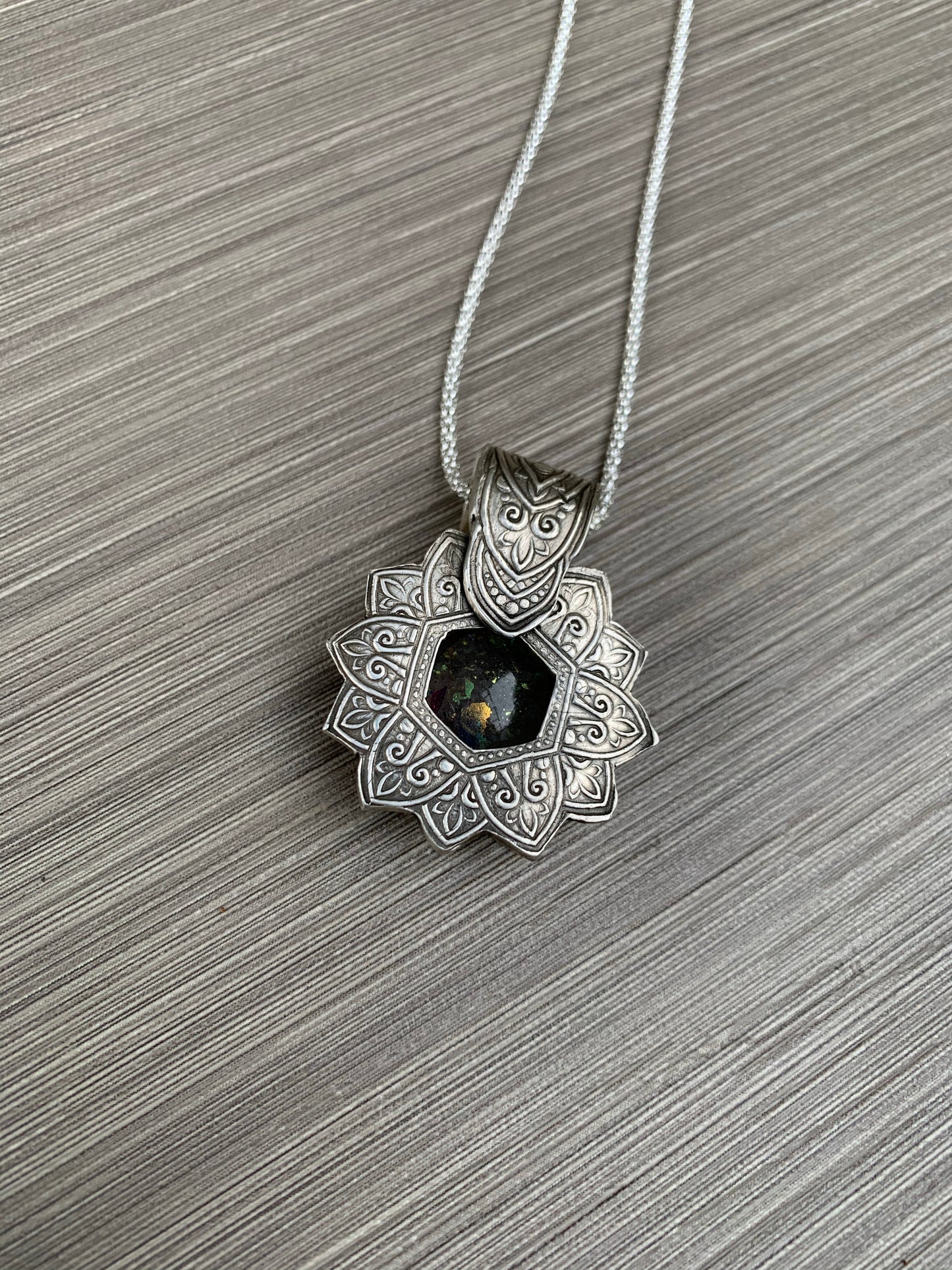 Dichroic Glass Shadow Box Amulet Pendant Necklace