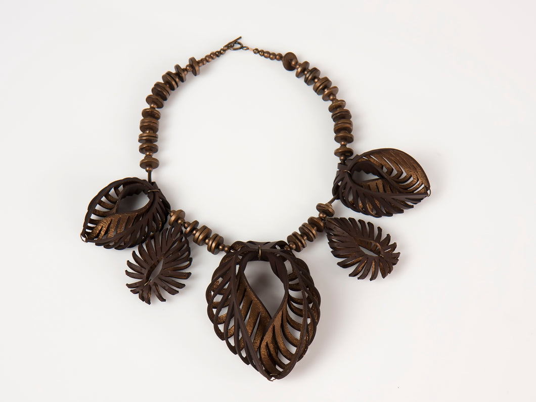 Leather And Wood Necklace