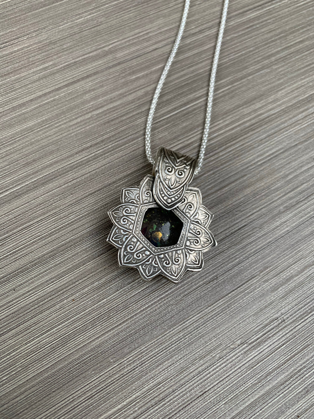 Dichroic Glass Shadow Box Amulet Pendant Necklace